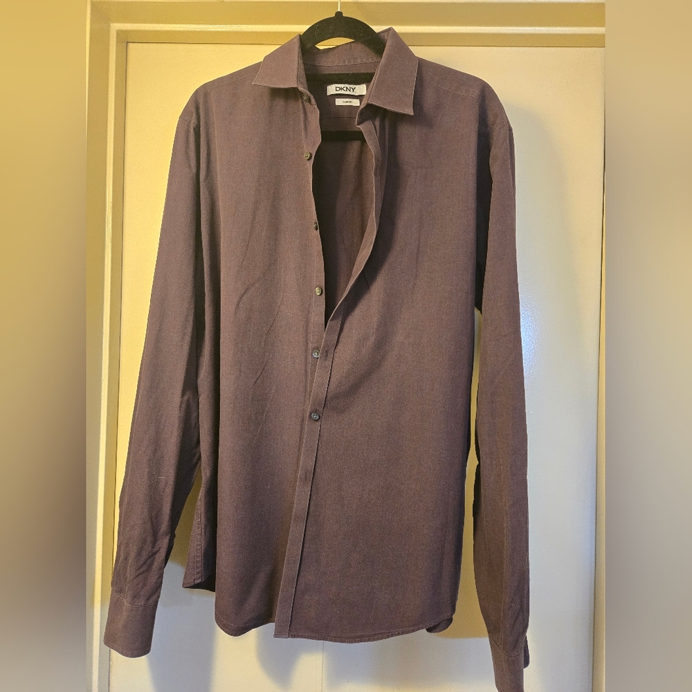 DKNY Purple Casual Button Down Shirt with Classic Collar Slim Fit‎